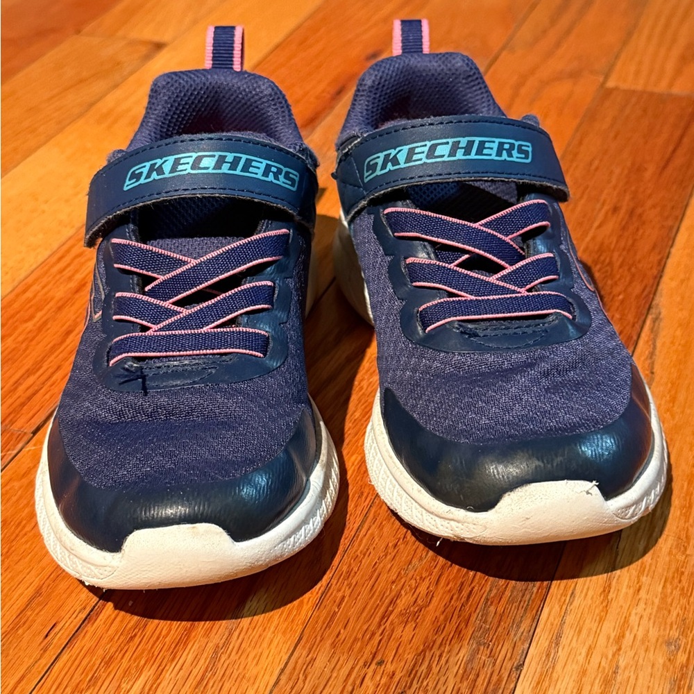 Skechers Kids' Navy Sneakers with Pink Accents